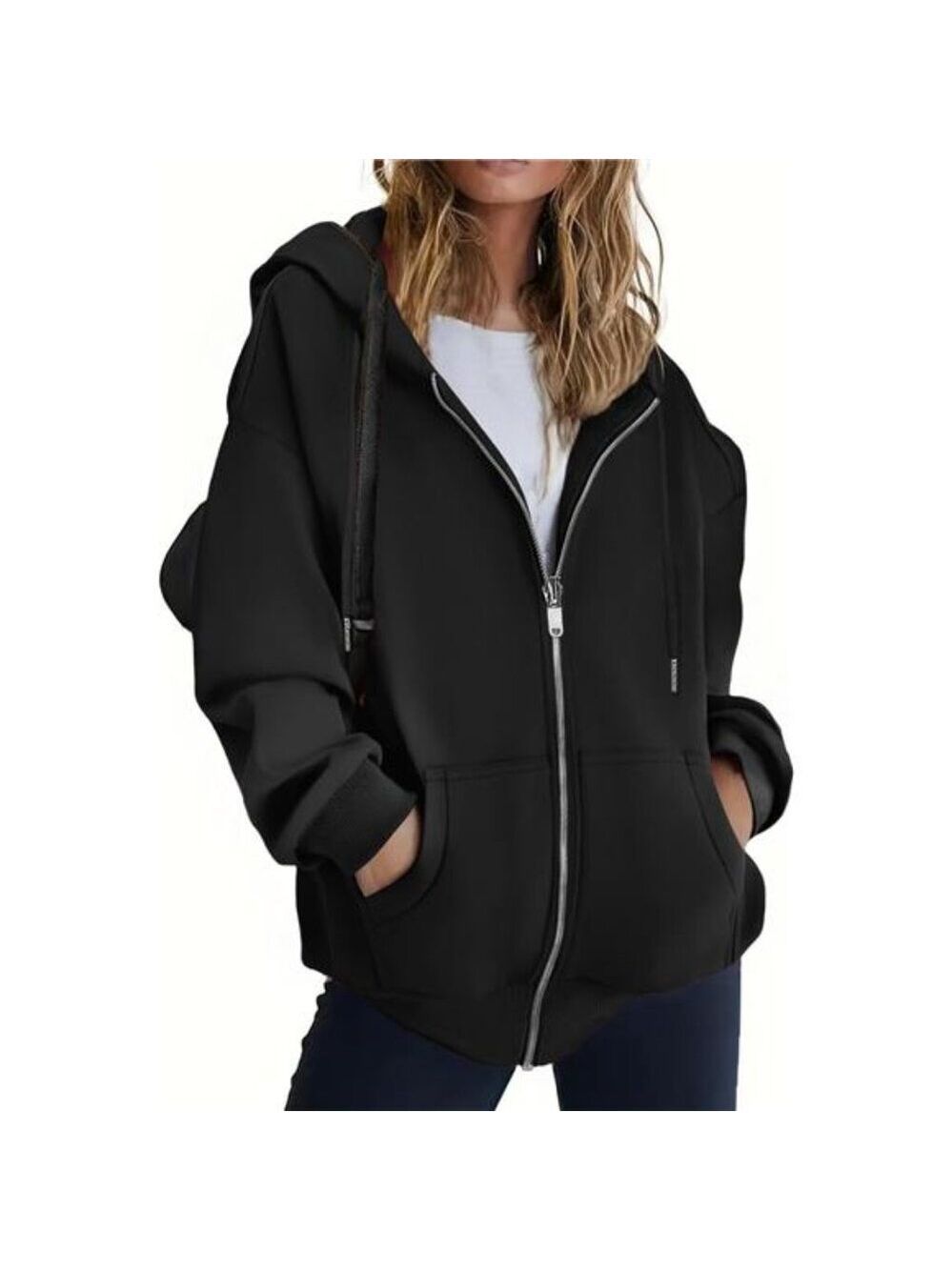 Womens Zip Up Hoodie Oversized Fleece Jacket Fall Winter Sweatshirt Coat